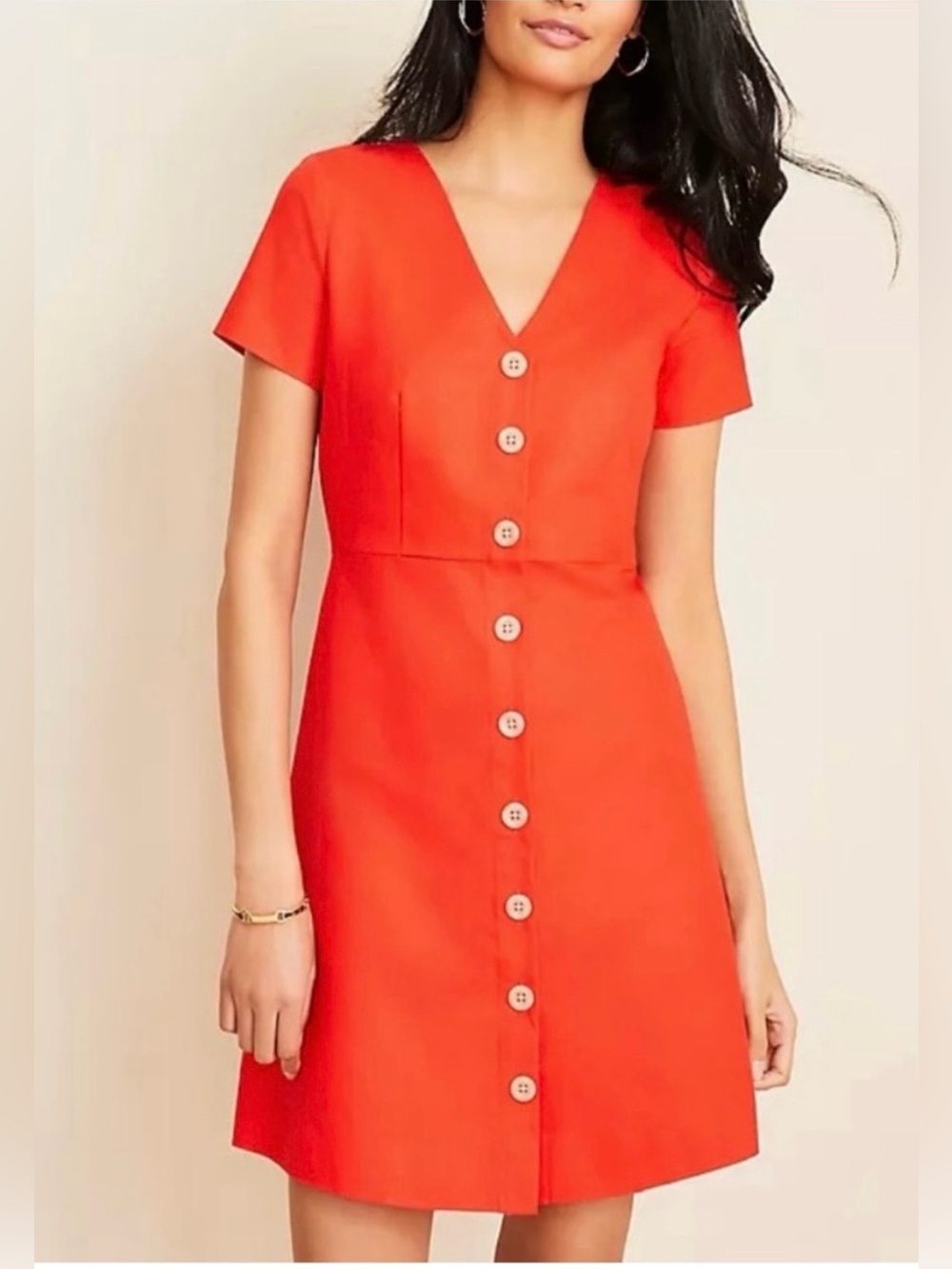 New!! Ann Taylor v neck short sleeved button up dress 4